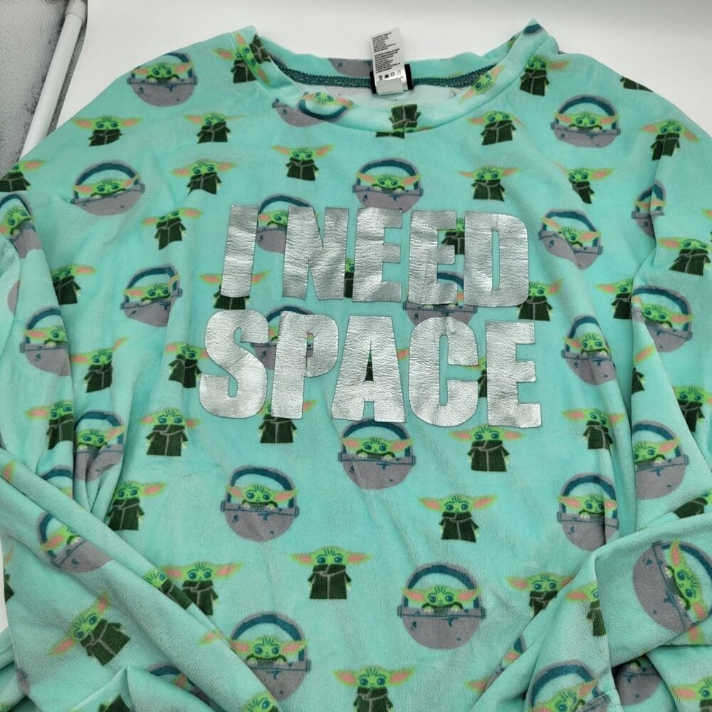 Star Wars Womens XXL Baby Yoda Pajama Sleep Top Long Sleeve I NEED SPACE - Picture 7 of 7